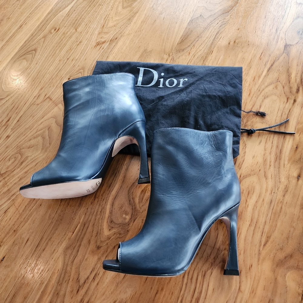 Dior Women's Black Leather Open Toe Ankle Boots Size 36 D Y2K